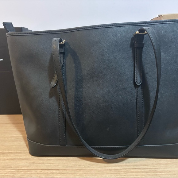 Michael Kors Black Leather Tote with Gold Accents - Picture 3 of 4